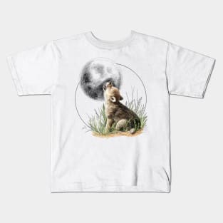 Little wolf and moon Kids T-Shirt